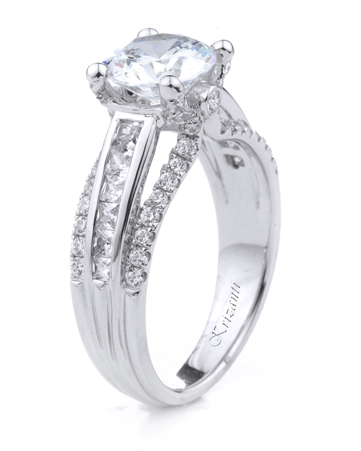 18KT.W ENGAGEMENT RING PRN-0.35CT, RD-0.45CT